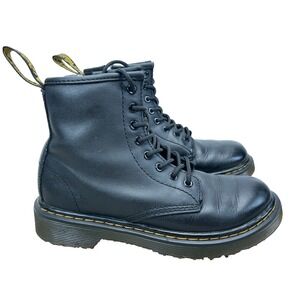 Doc Dr. Martens Delaney Unisex Youth Black Combat Boots Side Zip 1460J Sz 1 US